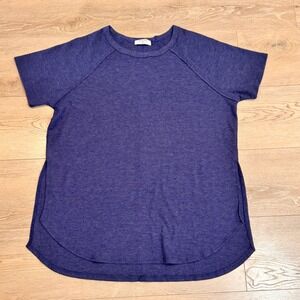 ZENANA‎ Blue Waffle Knit Raglan Sleeve Tunic Top Plus Size 1X Curved Hem